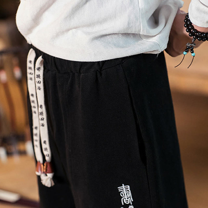Herren-Baumwollhose mit Taschen und gesticktem Muster mit chinesischen Buddha Stones - image 17