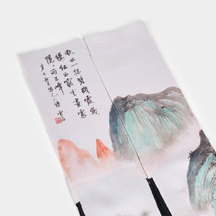 Buddha Stones Casual Lotus Chinesische Landschaftsmalerei Micro Crew Männer Frauen Unisex Socken - image 12