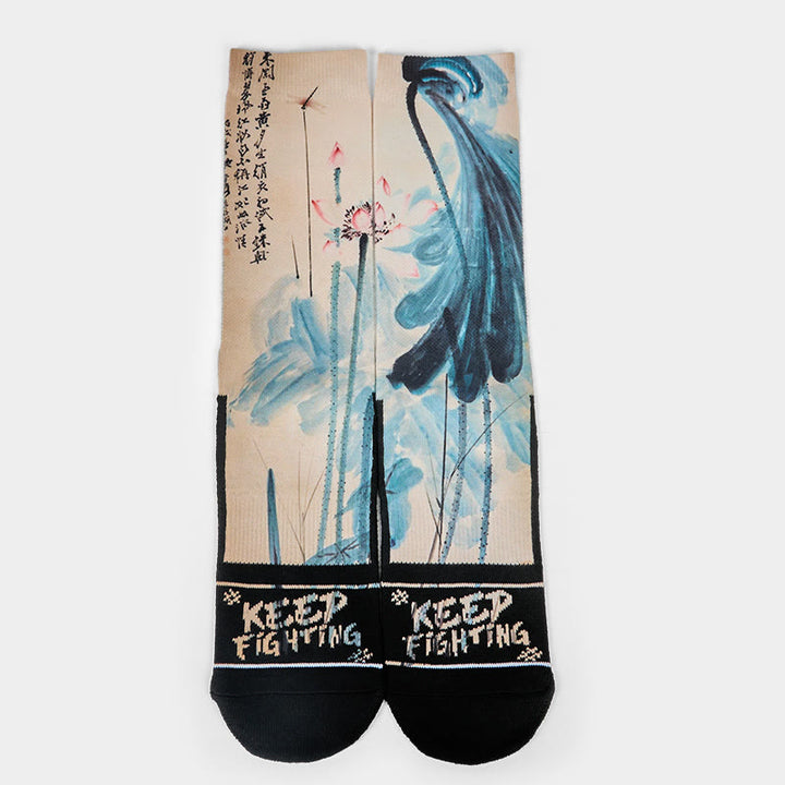 Buddha Stones Casual Lotus Chinesische Landschaftsmalerei Micro Crew Männer Frauen Unisex Socken - image 1