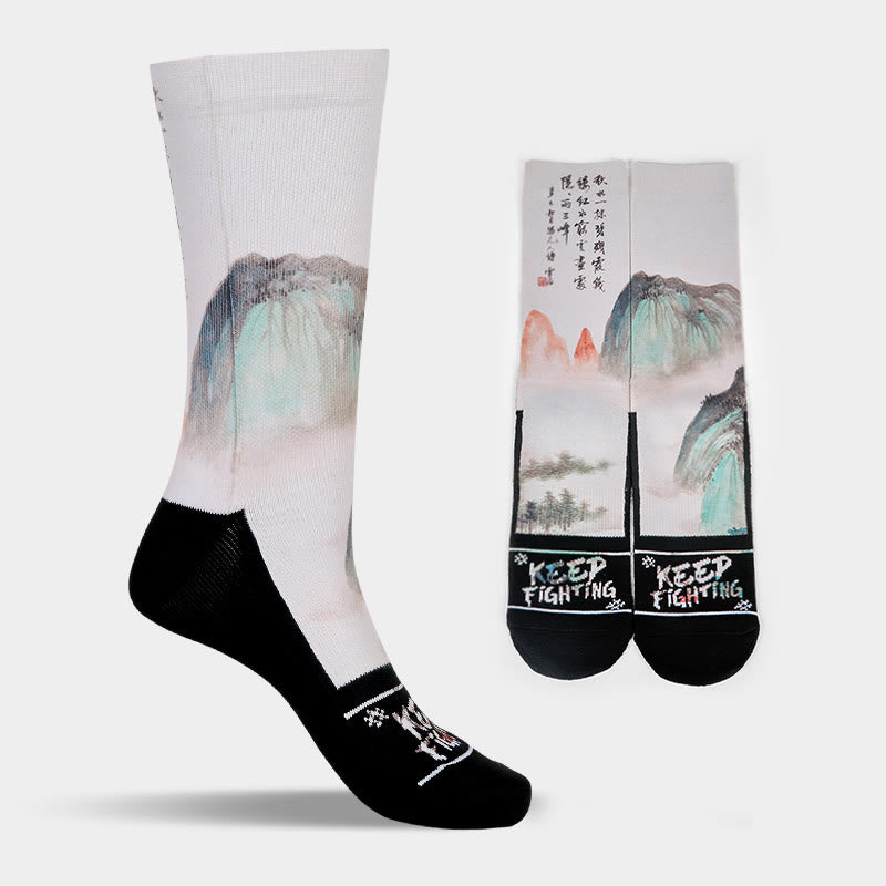 Buddha Stones Casual Lotus Chinesische Landschaftsmalerei Micro Crew Männer Frauen Unisex Socken - image 17
