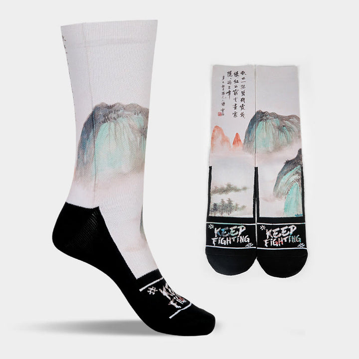 Buddha Stones Casual Lotus Chinesische Landschaftsmalerei Micro Crew Männer Frauen Unisex Socken - image 17