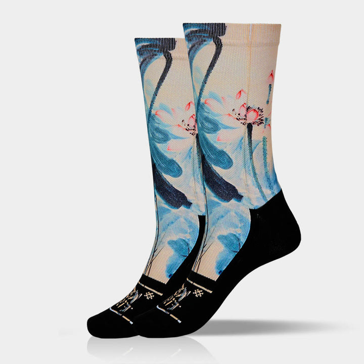 Buddha Stones Casual Lotus Chinesische Landschaftsmalerei Micro Crew Männer Frauen Unisex Socken - image 8