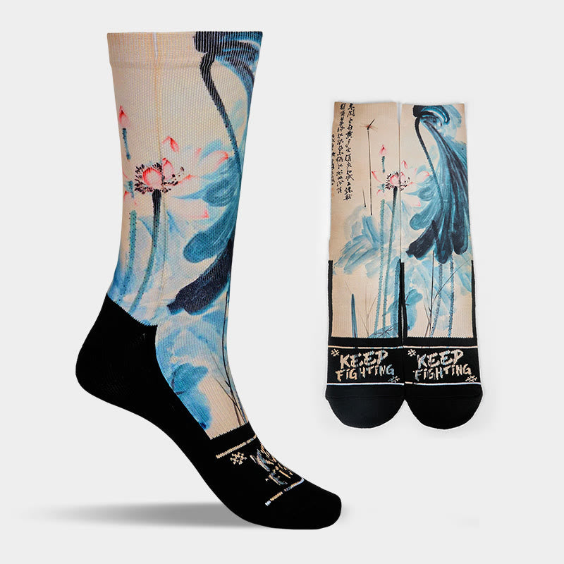 Buddha Stones Casual Lotus Chinesische Landschaftsmalerei Micro Crew Männer Frauen Unisex Socken - image 9