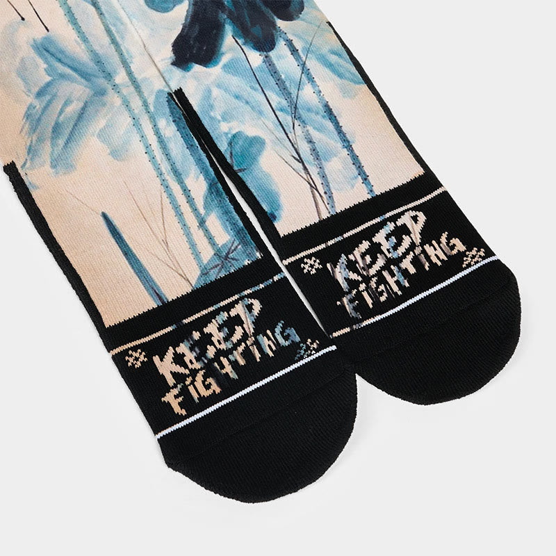 Buddha Stones Casual Lotus Chinesische Landschaftsmalerei Micro Crew Männer Frauen Unisex Socken - image 3