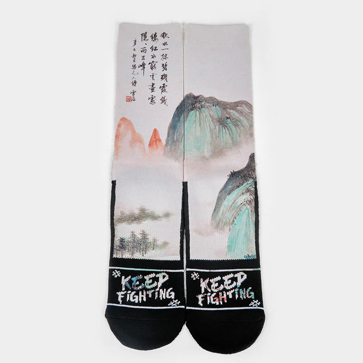 Buddha Stones Casual Lotus Chinesische Landschaftsmalerei Micro Crew Männer Frauen Unisex Socken - image 11