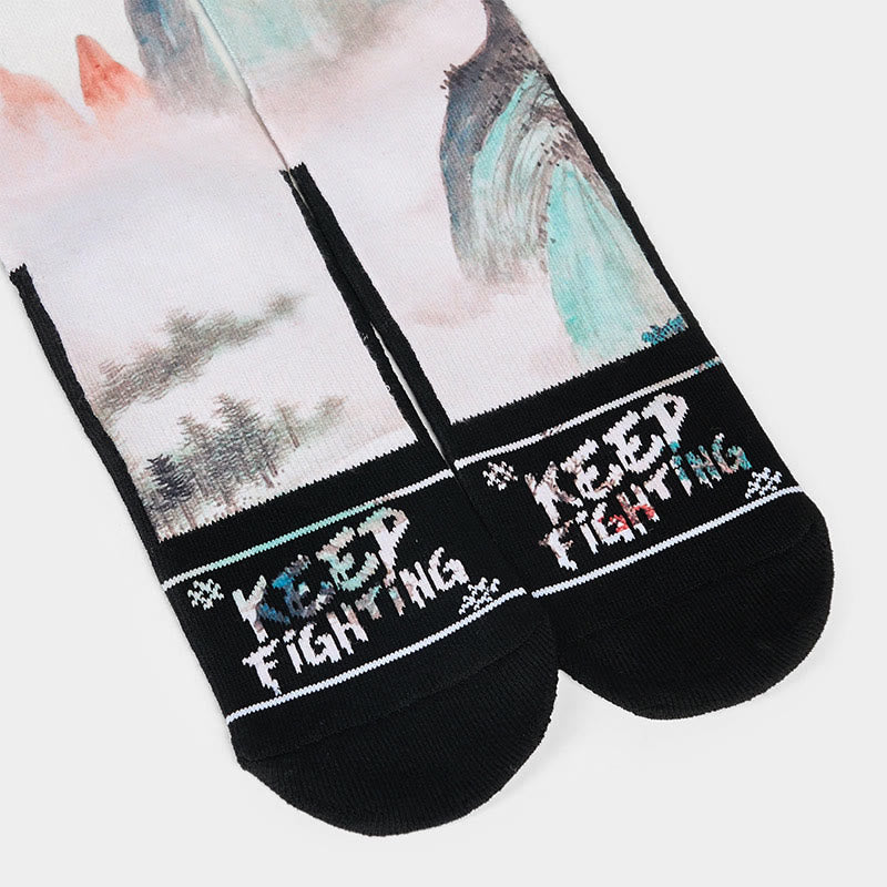 Buddha Stones Casual Lotus Chinesische Landschaftsmalerei Micro Crew Männer Frauen Unisex Socken - image 13