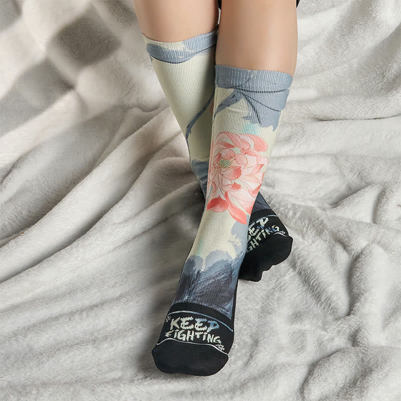 Buddha Stones Casual Lotus Painting Micro Crew Herren Damen Unisex Socken - image 5