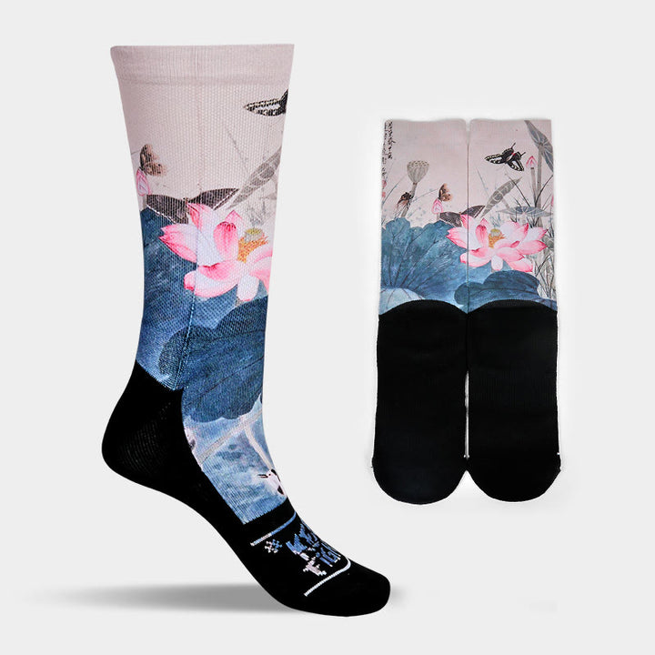 Buddha Stones Casual Lotusblumen Blätter Schmetterling Micro Crew Herren Damen Unisex Socken - image 8
