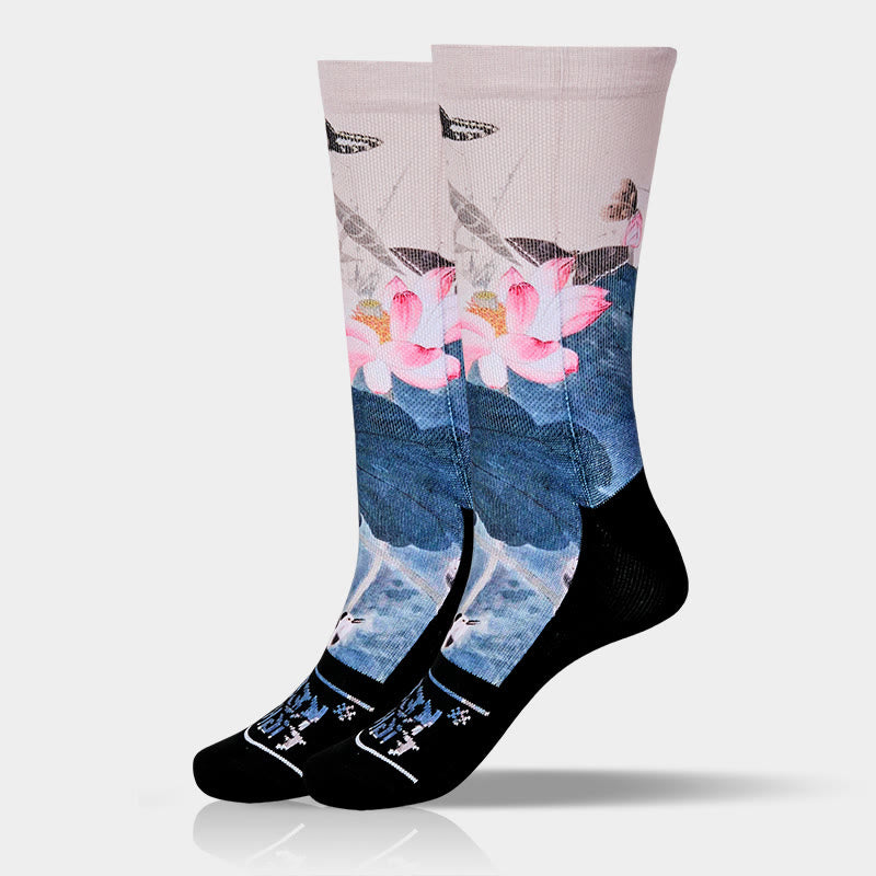 Buddha Stones Casual Lotusblumen Blätter Schmetterling Micro Crew Herren Damen Unisex Socken - image 9