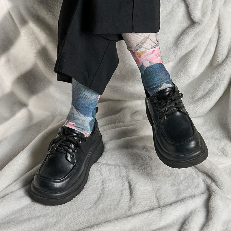 Buddha Stones Casual Lotusblumen Blätter Schmetterling Micro Crew Herren Damen Unisex Socken - image 6