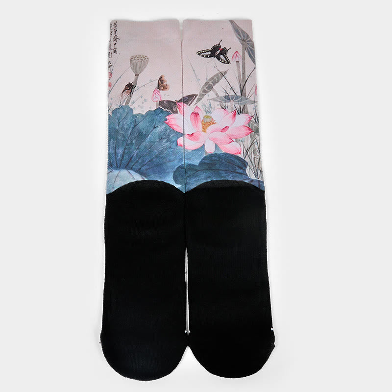 Buddha Stones Casual Lotusblumen Blätter Schmetterling Micro Crew Herren Damen Unisex Socken - image 1