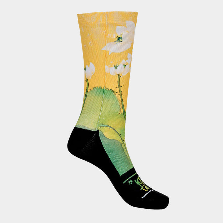 Buddha Stones Casual Beige Lotusblumen Blätter Micro Crew Herren Damen Unisex Socken - image 8