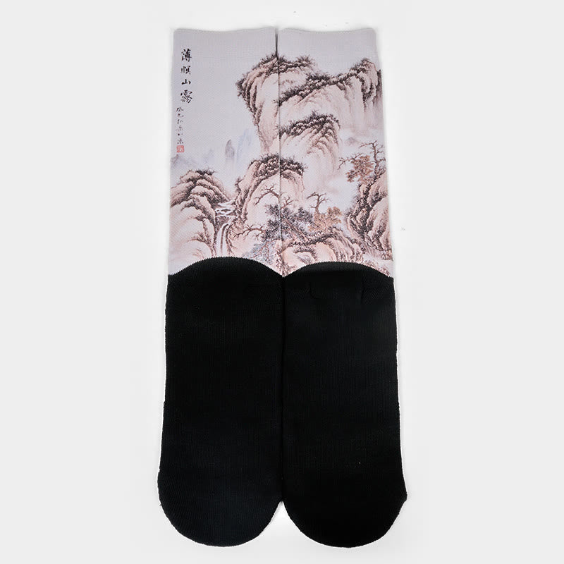 Buddha Stones Casual White Crane Pine Trees Mountains Micro Crew Herren Damen Unisex Socken - image 12