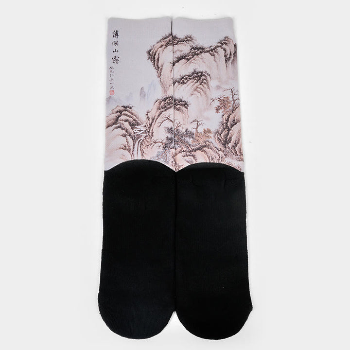 Buddha Stones Casual White Crane Pine Trees Mountains Micro Crew Herren Damen Unisex Socken - image 12