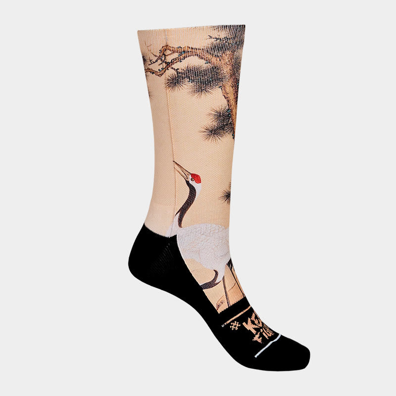 Buddha Stones Casual White Crane Pine Trees Mountains Micro Crew Herren Damen Unisex Socken - image 8