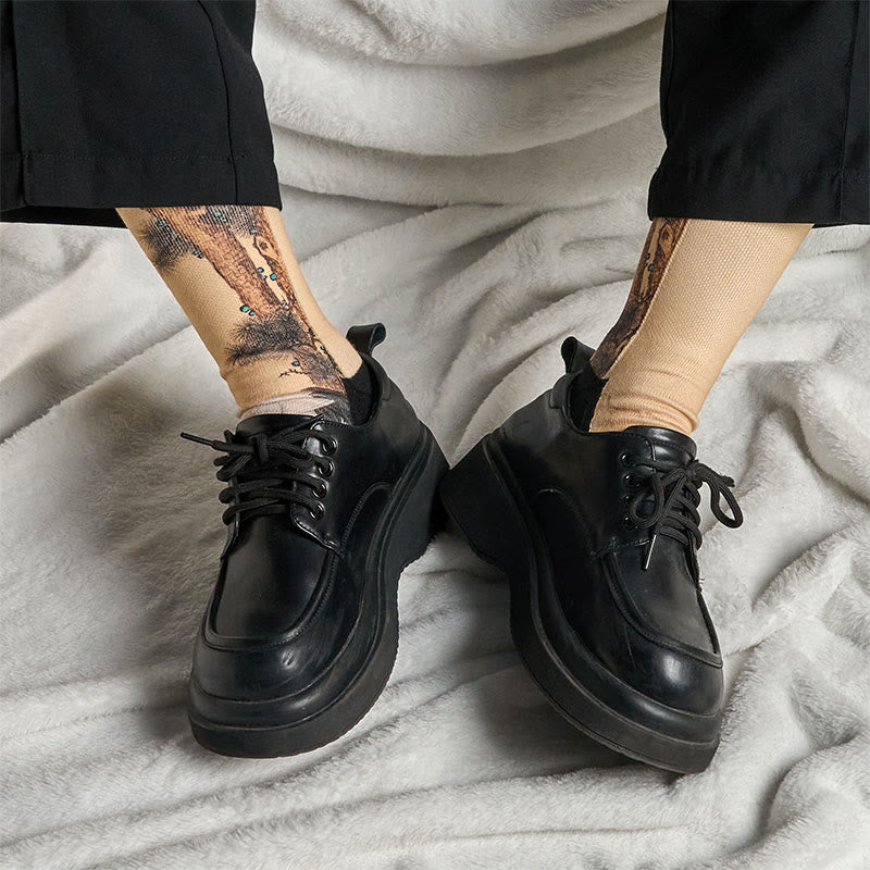 Buddha Stones Casual White Crane Pine Trees Mountains Micro Crew Herren Damen Unisex Socken - image 7