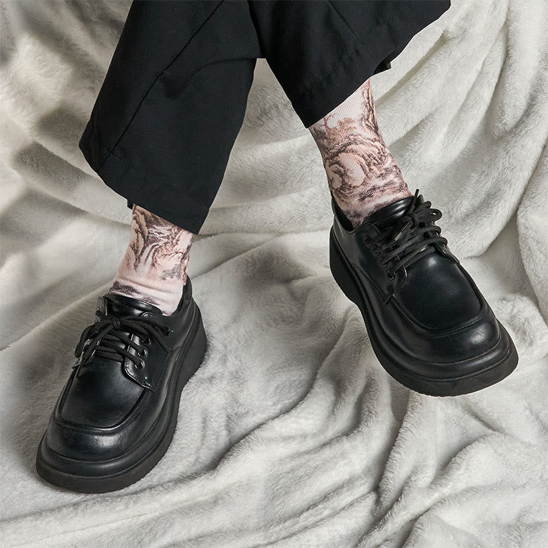 Buddha Stones Casual White Crane Pine Trees Mountains Micro Crew Herren Damen Unisex Socken - image 17