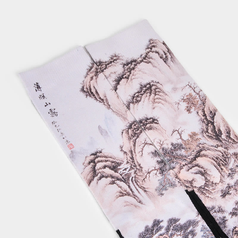 Buddha Stones Casual White Crane Pine Trees Mountains Micro Crew Herren Damen Unisex Socken - image 13