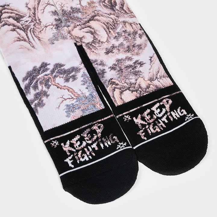 Buddha Stones Casual White Crane Pine Trees Mountains Micro Crew Herren Damen Unisex Socken - image 14