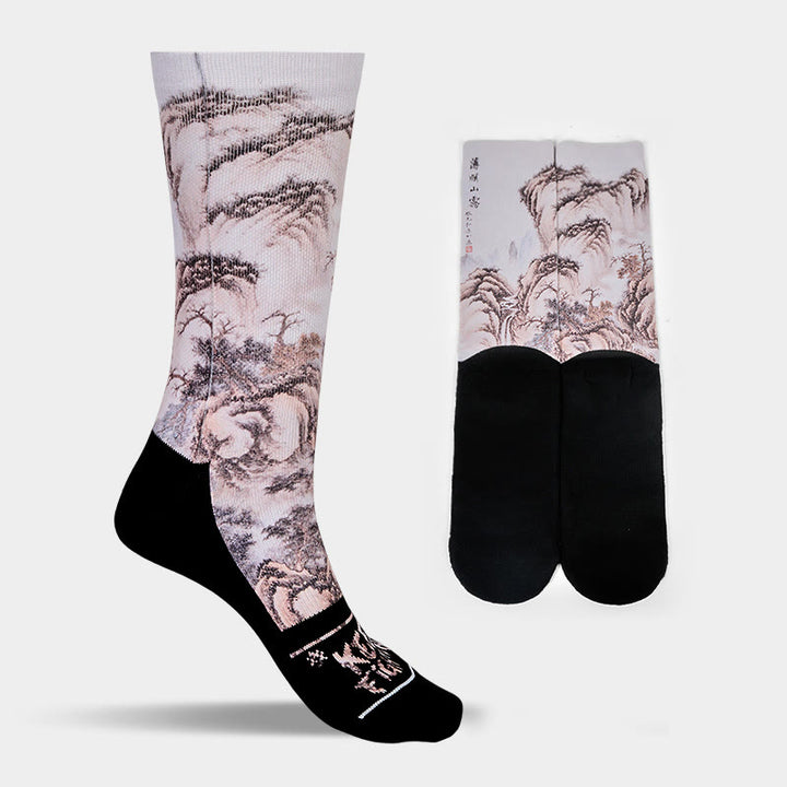 Buddha Stones Casual White Crane Pine Trees Mountains Micro Crew Herren Damen Unisex Socken - image 19