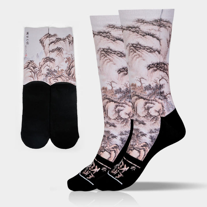 Buddha Stones Casual White Crane Pine Trees Mountains Micro Crew Herren Damen Unisex Socken - Leinen - Einheitsgröße (US 5–10,5, EU 38–44, UK/AU 5–10,5, AISA 24,5–28 cm) - image 11