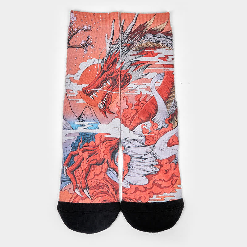 Buddha Stones Casual Red Dragon Volcano Sun Tree Mountains Micro Crew Herren Damen Unisex Socken - image 1