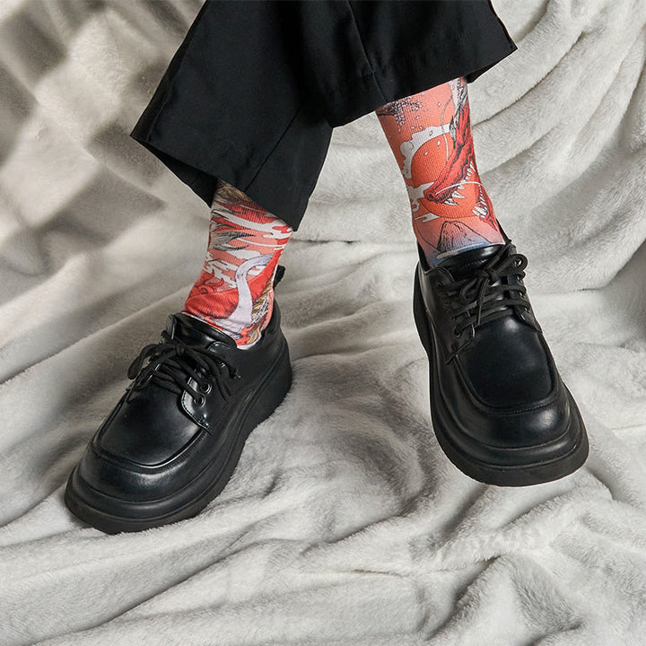 Buddha Stones Casual Red Dragon Volcano Sun Tree Mountains Micro Crew Herren Damen Unisex Socken - image 5