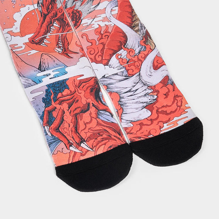 Buddha Stones Casual Red Dragon Volcano Sun Tree Mountains Micro Crew Herren Damen Unisex Socken - image 3