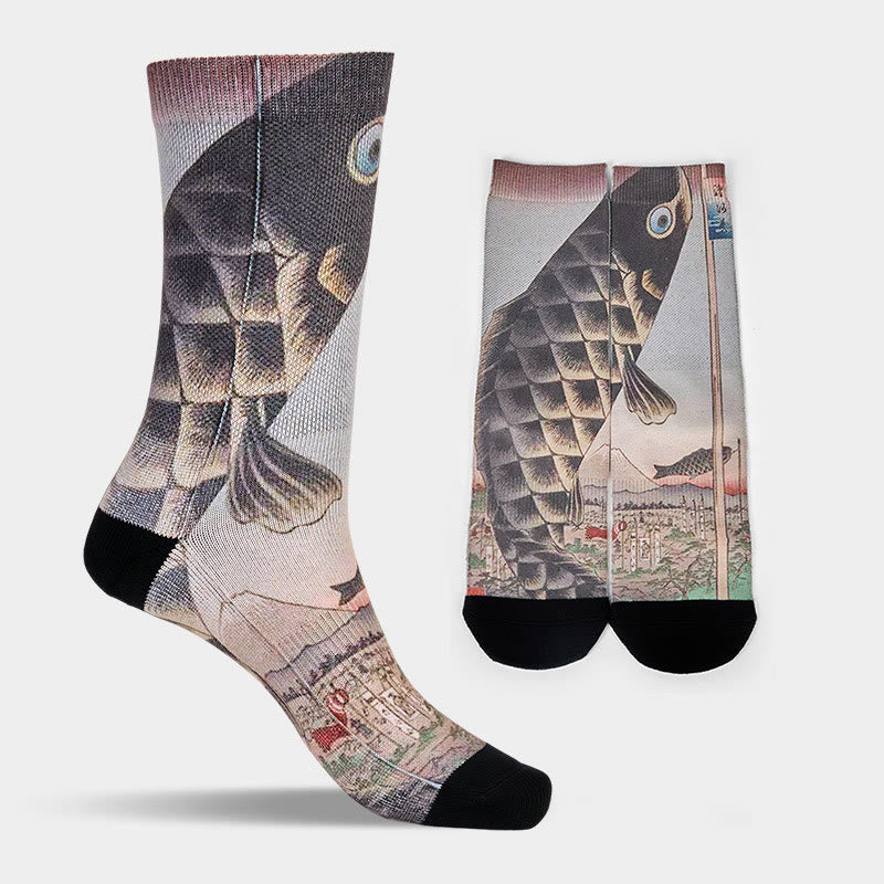 Buddha Stones Casual Koi Fisch Mount Fuji Micro Crew Männer Frauen Unisex Socken - image 11