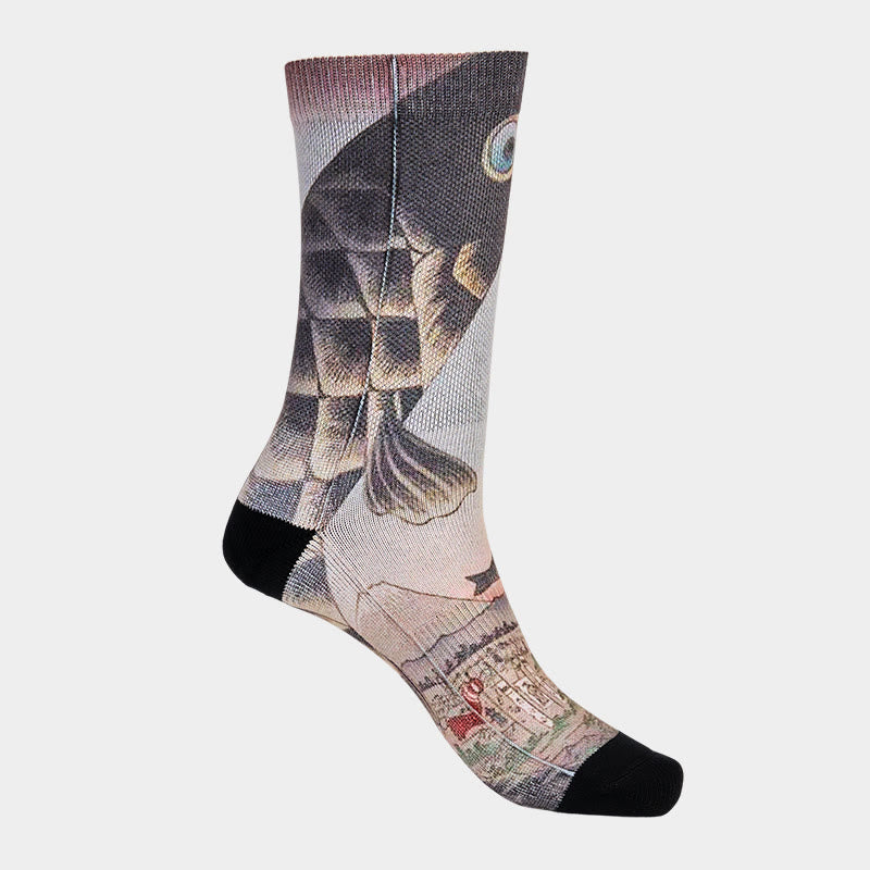 Buddha Stones Casual Koi Fisch Mount Fuji Micro Crew Männer Frauen Unisex Socken - image 10