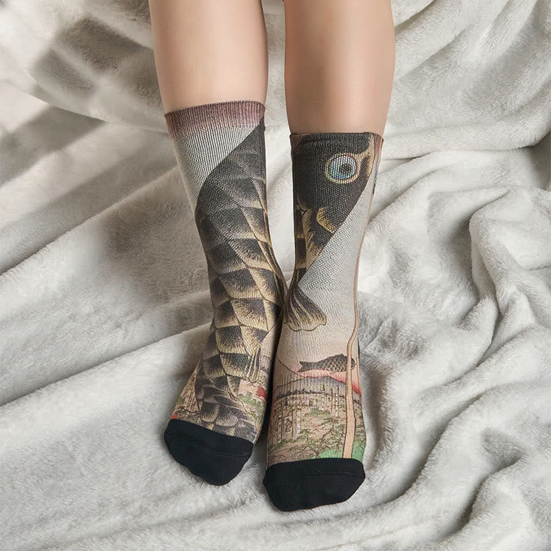 Buddha Stones Casual Koi Fisch Mount Fuji Micro Crew Männer Frauen Unisex Socken - image 5