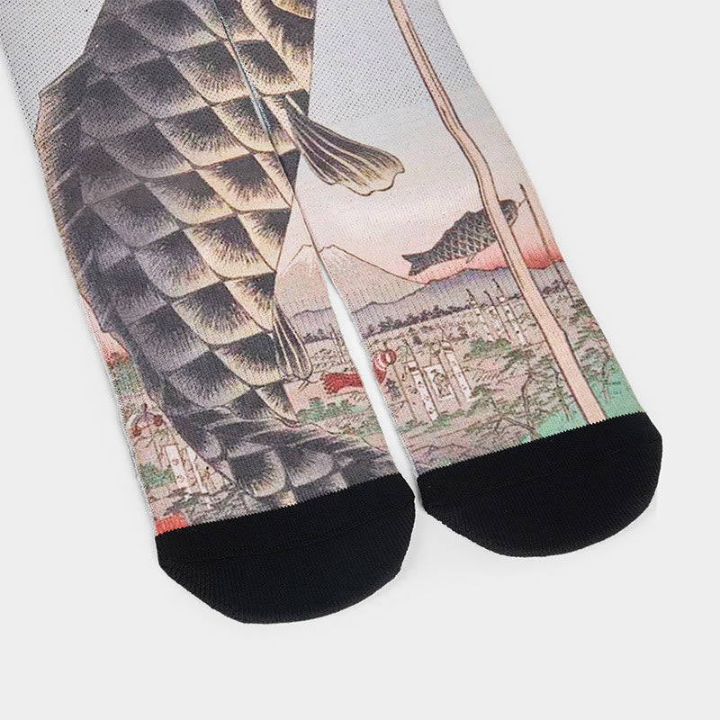Buddha Stones Casual Koi Fisch Mount Fuji Micro Crew Männer Frauen Unisex Socken - image 3