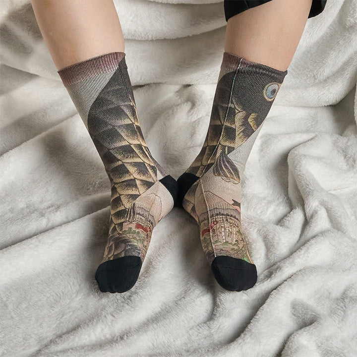 Buddha Stones Casual Koi Fisch Mount Fuji Micro Crew Männer Frauen Unisex Socken - image 7