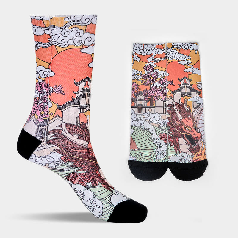 Buddha Stones Casual Dragon Clouds Sun Waves Micro Crew Herren Damen Unisex Socken - image 8
