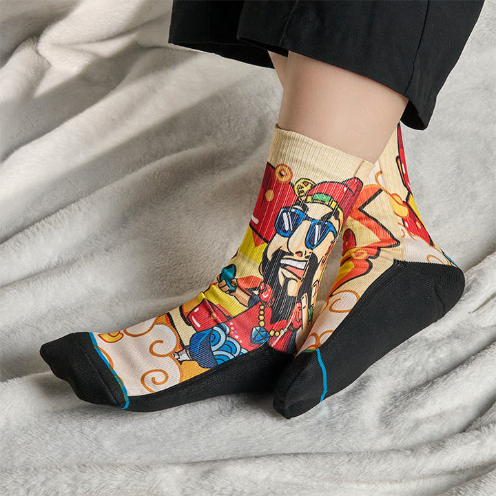 Buddha Stones Casual Gott des Reichtums Rote Umschläge Barren Micro Crew Männer Frauen Unisex Socken - image 4