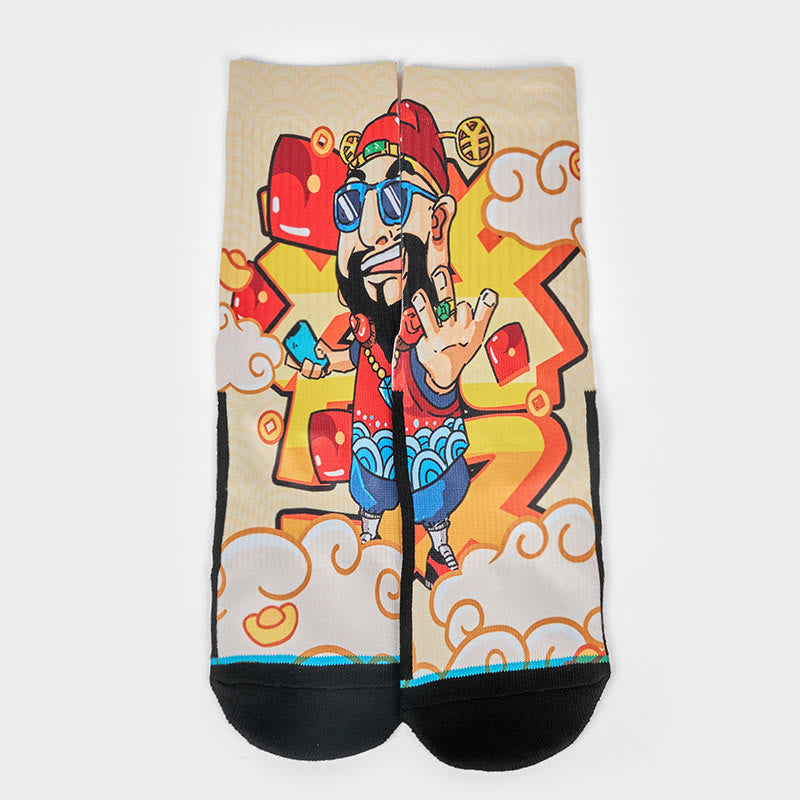 Buddha Stones Casual Gott des Reichtums Rote Umschläge Barren Micro Crew Männer Frauen Unisex Socken - image 1