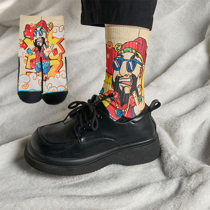 Buddha Stones Casual Gott des Reichtums Rote Umschläge Barren Micro Crew Männer Frauen Unisex Socken - Papaya-Sahne - SM (US 3,5–8,5, EU 33–39, UK/AU 1,5–6, Asien 21,5–25 cm) - image 0