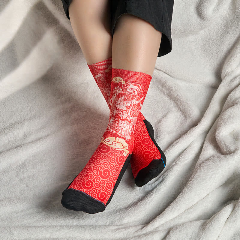 Buddha Stones Casual Gott des Reichtums Auspicious Clouds Micro Crew Herren Damen Unisex Socken - image 5