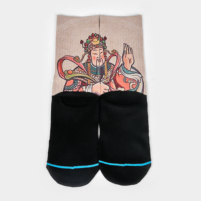 Buddha Stones Casual God Of Wealth Ruyi Handle Micro Crew Herren Damen Unisex Socken - image 1