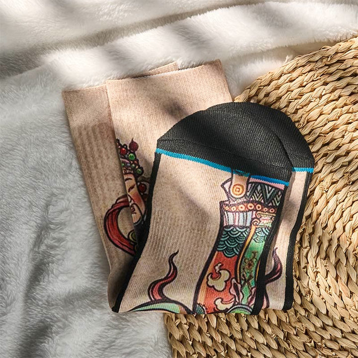Buddha Stones Casual God Of Wealth Ruyi Handle Micro Crew Herren Damen Unisex Socken - image 4