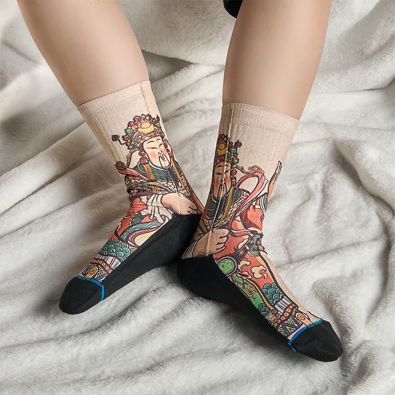 Buddha Stones Casual God Of Wealth Ruyi Handle Micro Crew Herren Damen Unisex Socken - image 5
