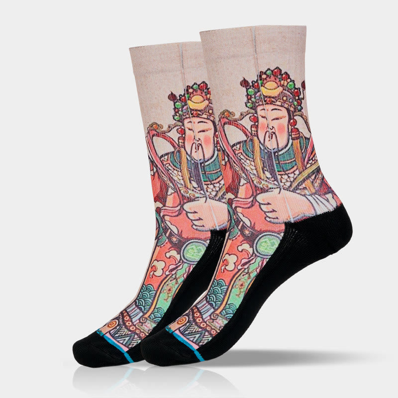 Buddha Stones Casual God Of Wealth Ruyi Handle Micro Crew Herren Damen Unisex Socken - image 9