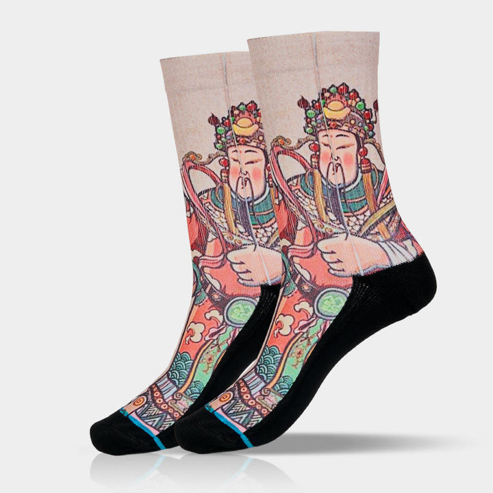 Buddha Stones Casual God Of Wealth Ruyi Handle Micro Crew Herren Damen Unisex Socken - image 9