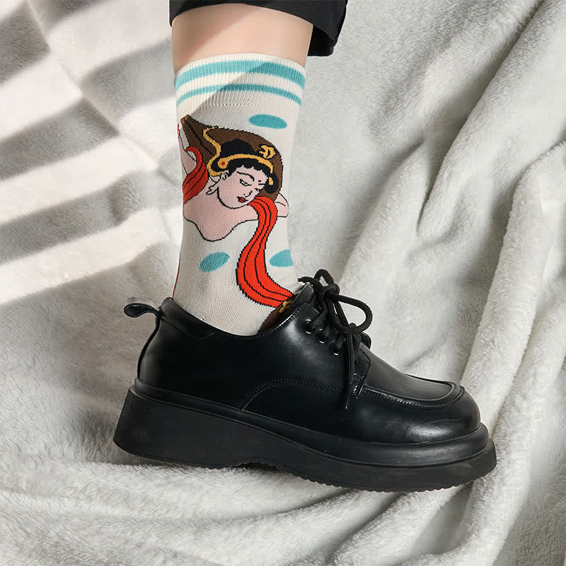 Buddha Stones Casual Dunhuang Feitian Design Micro Crew Damensocken - image 4