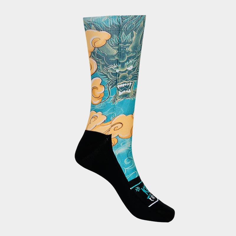 Buddha Stones Casual Dragon Auspicious Clouds Design Micro Crew Herrensocken - image 7