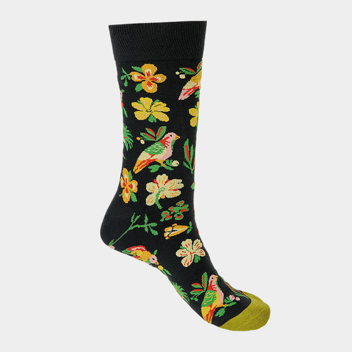 Buddha Stones Blühende Blumenvogelmuster Herren Damen Unisex Baumwolle Crew Socken - image 5