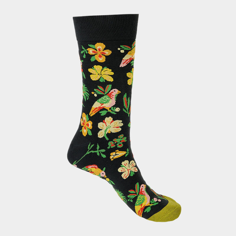 Buddha Stones Blühende Blumenvogelmuster Herren Damen Unisex Baumwolle Crew Socken - image 5
