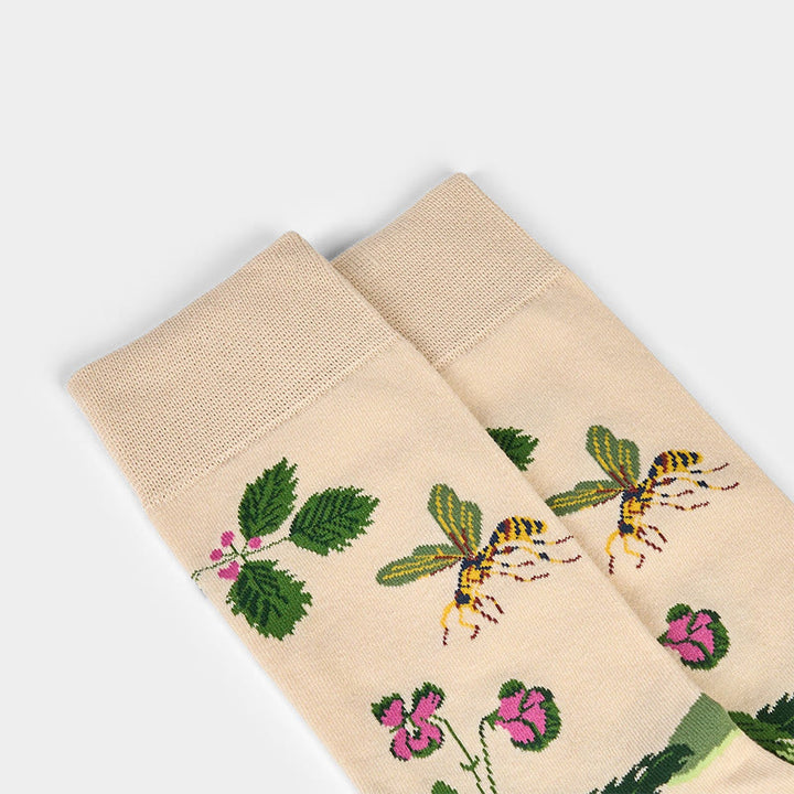Buddha Stones Bienenfrosch Blätter Muster Herren Damen Unisex Baumwolle Crew Socken - image 8
