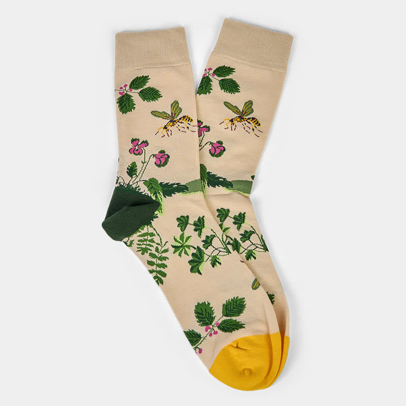 Buddha Stones Bienenfrosch Blätter Muster Herren Damen Unisex Baumwolle Crew Socken - image 5