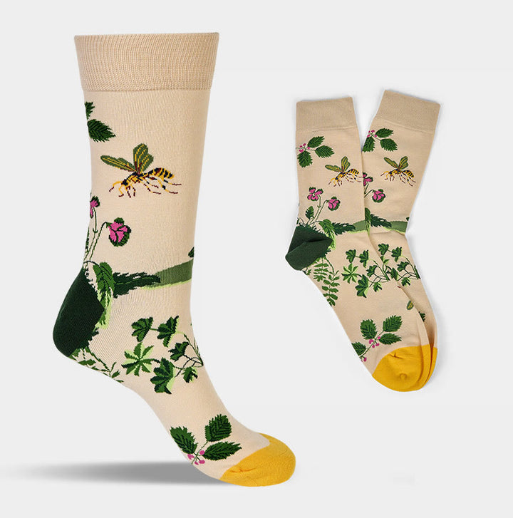 Buddha Stones Bienenfrosch Blätter Muster Herren Damen Unisex Baumwolle Crew Socken - image 7